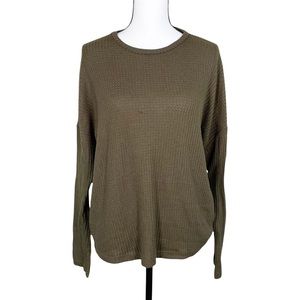 Express Olive Green Waffle Knit Top